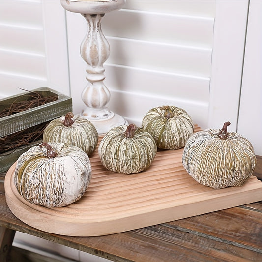 Artificial Pumpkin Accessories Combination Set – Striped and Sized for Home, Garden, and Festival Decor