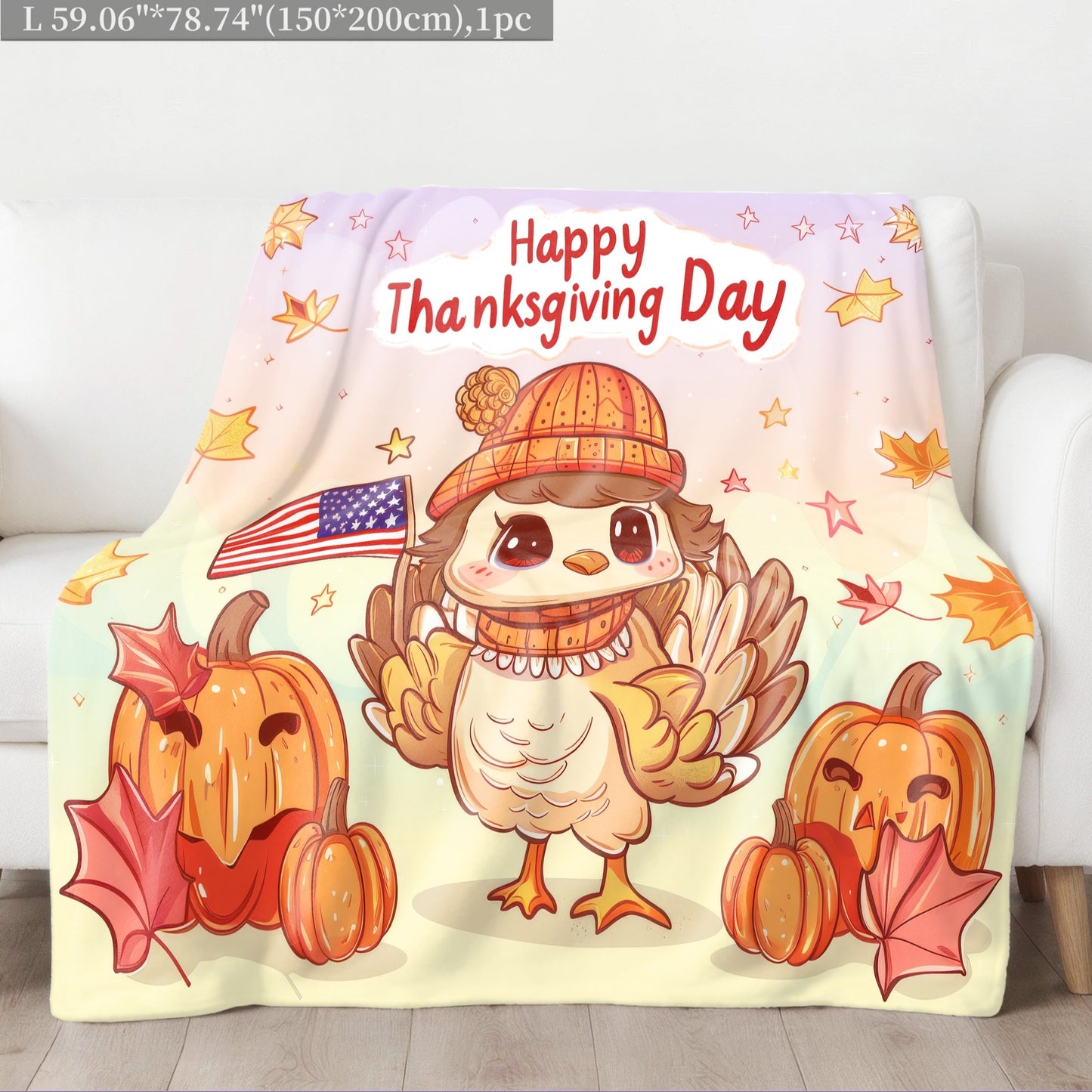 Cozy Flannel Thanksgiving Turkey Blanket – Soft, Warm Throw for All Seasons