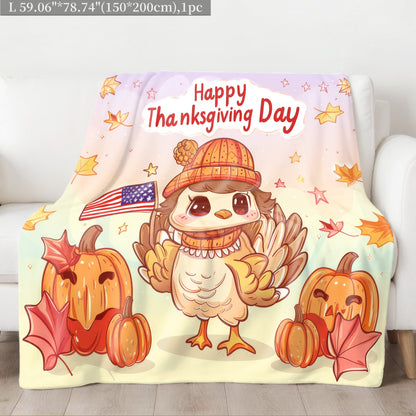 Cozy Flannel Thanksgiving Turkey Blanket – Soft, Warm Throw for All Seasons