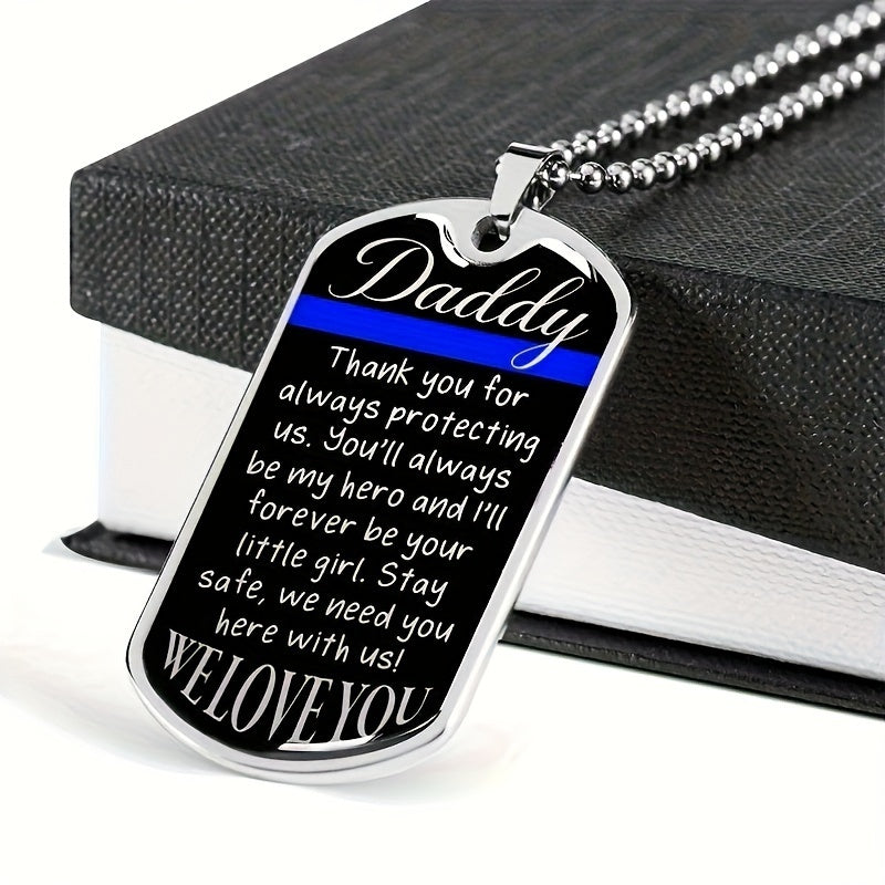 To my Daddy: Stainless Steel Pendant Dog Tag Necklace, Thanksgiving Anniversary, Party, Birthday, Father's Day Gift For Men, Dad