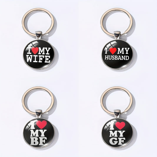 Funky Zinc Alloy Keychains: 'I Love My Wife' & 'I Love My Husband' – Perfect Couple's Anniversary Gift