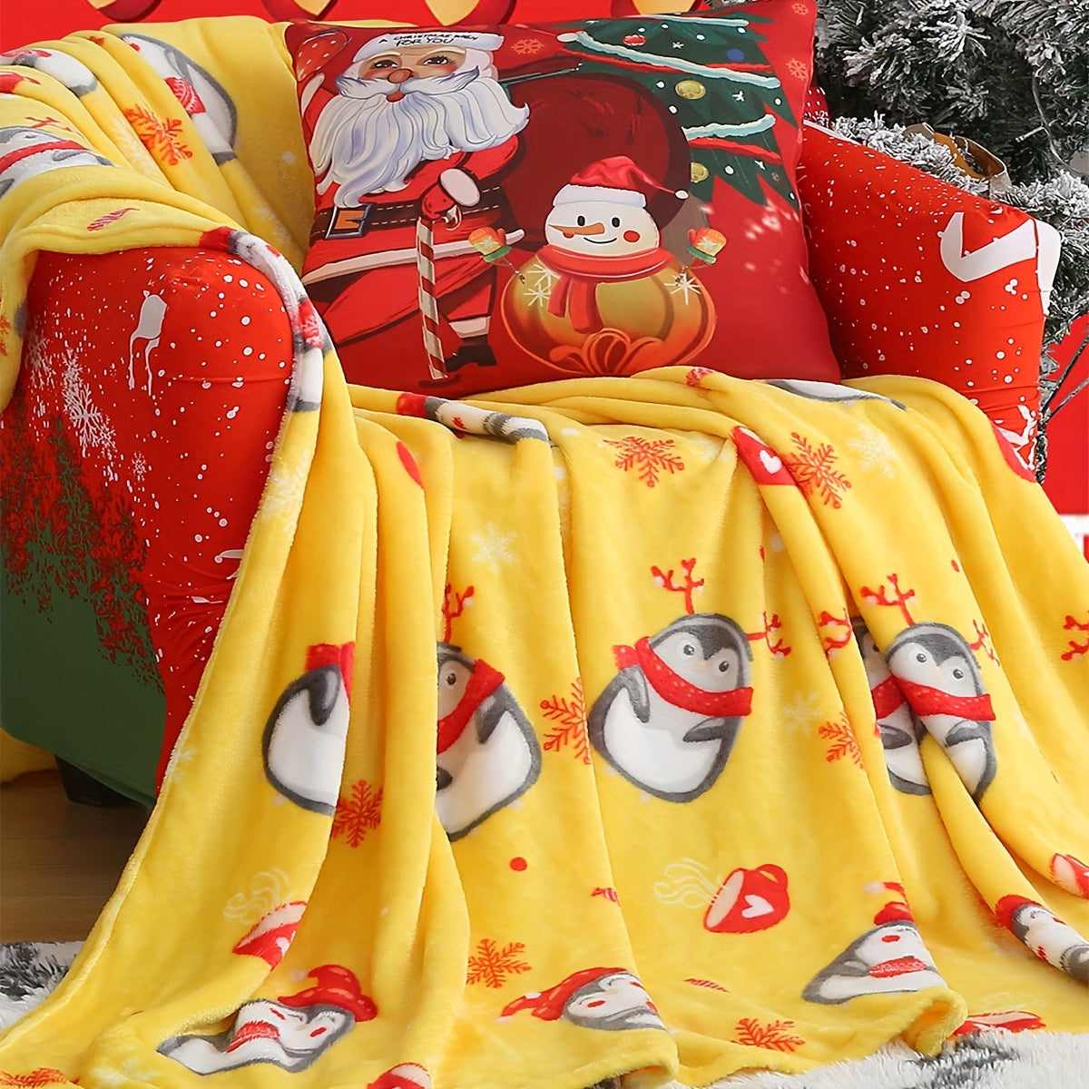 Plush Christmas Bed Blanket – Soft & Comfortable Blanket for Sofa, Bed, Office, Camping, and Travel