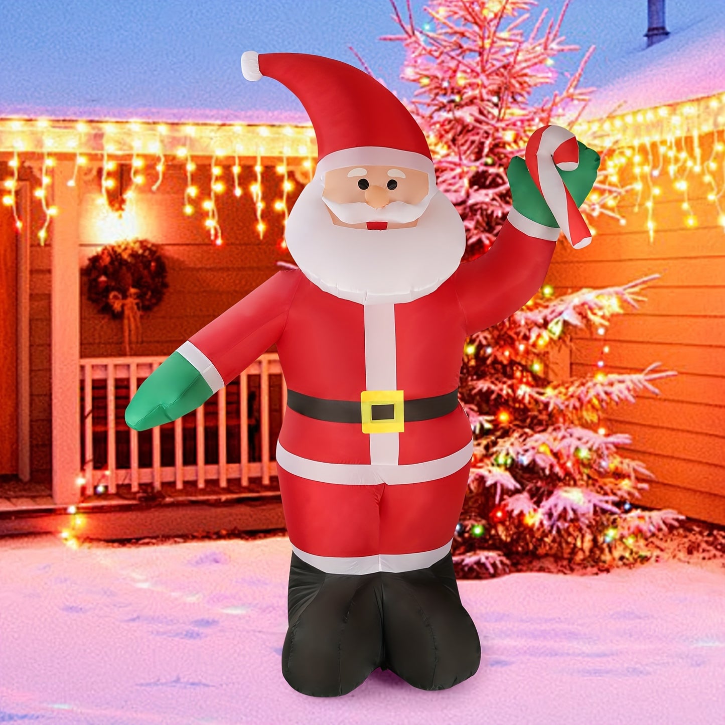 1 Pc 8FT Inflatable Christmas Santa Claus With LED Lights, Blow Up Colorful Holiday Lawn Yard Christmas Inflatable Decoration