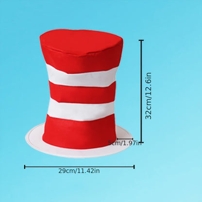 Red and White Striped Felt Hat - Unisex Party Accessory - Perfect for Christmas and Holiday Celebrations