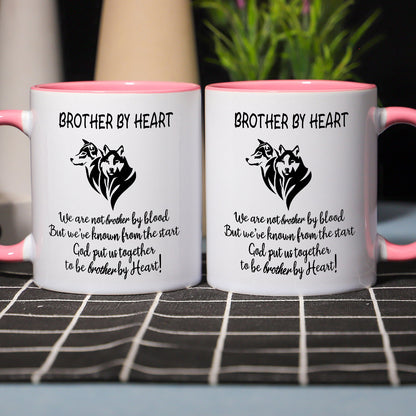 "To My Brother - Brother by Heart" 11 oz Ceramic Coffee Mug with Funny Sayings - Thoughtful Gift for a Special Brother