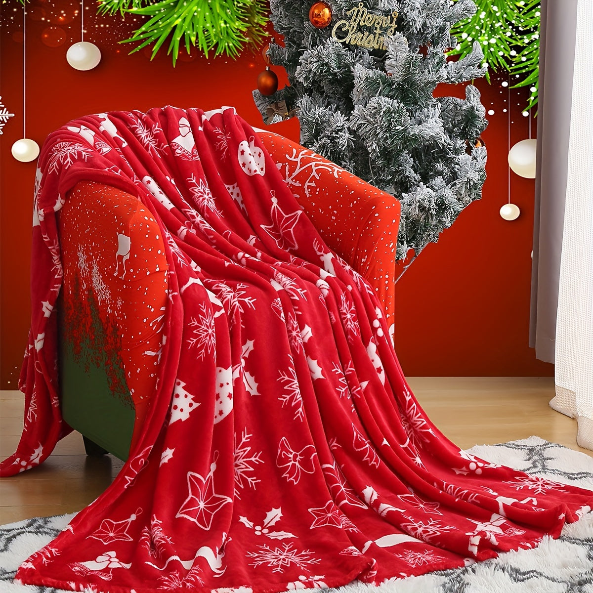 Plush Christmas Bed Blanket – Soft & Comfortable Blanket for Sofa, Bed, Office, Camping, and Travel