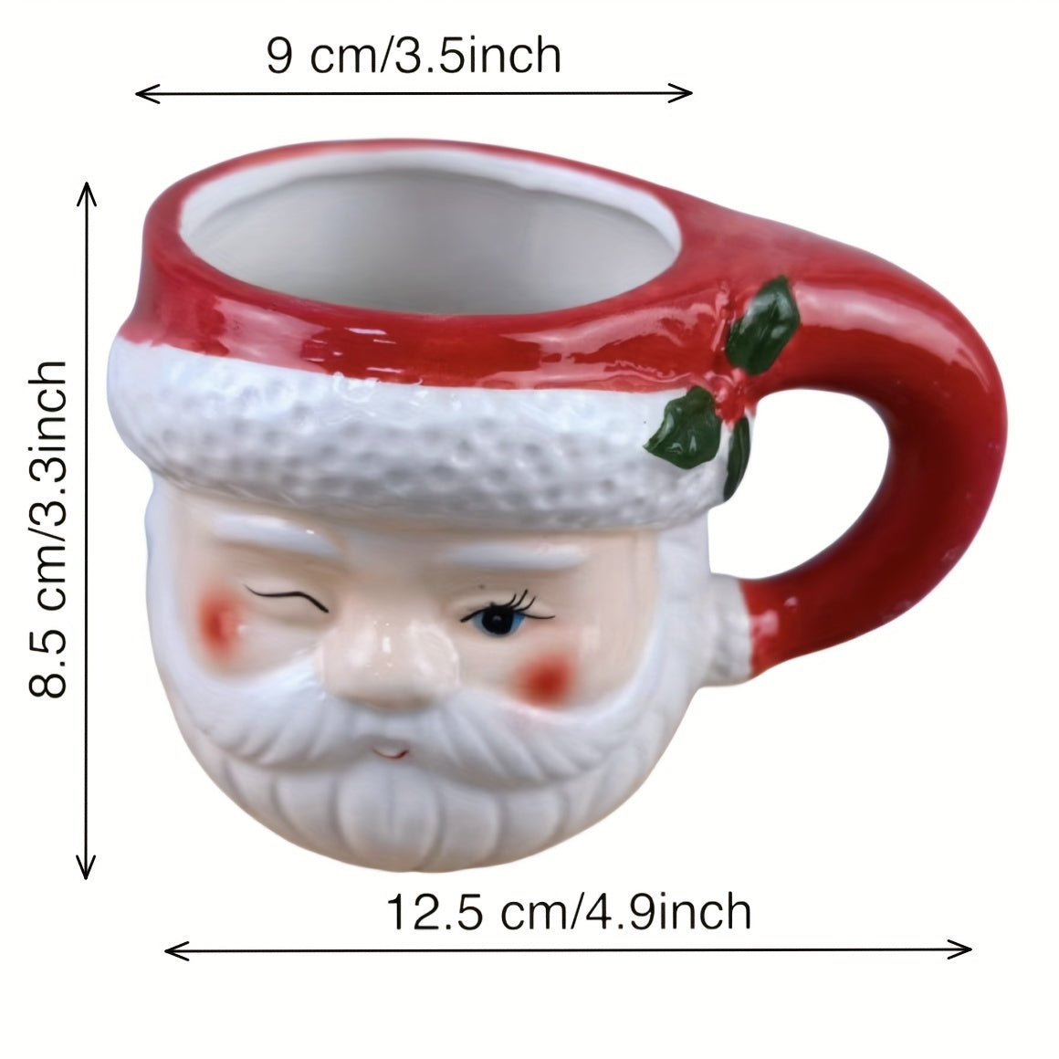 1pc Classic Santa Claus 3D Ceramic Coffee Mug - Hand Painted, 20oz, Red & White, Holiday Seasonal Gift, Coffee Cup, Tea Water Mugs, Winter Cups, Cute Merry Xmas, Red & White Home Decor