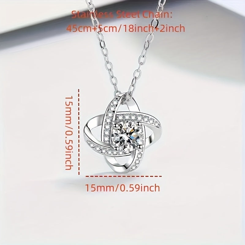 To my Beautiful Mom: Cubic Zirconia Love Knot Necklace Mom Gift, Mom Necklace, Mother's Day Gifts