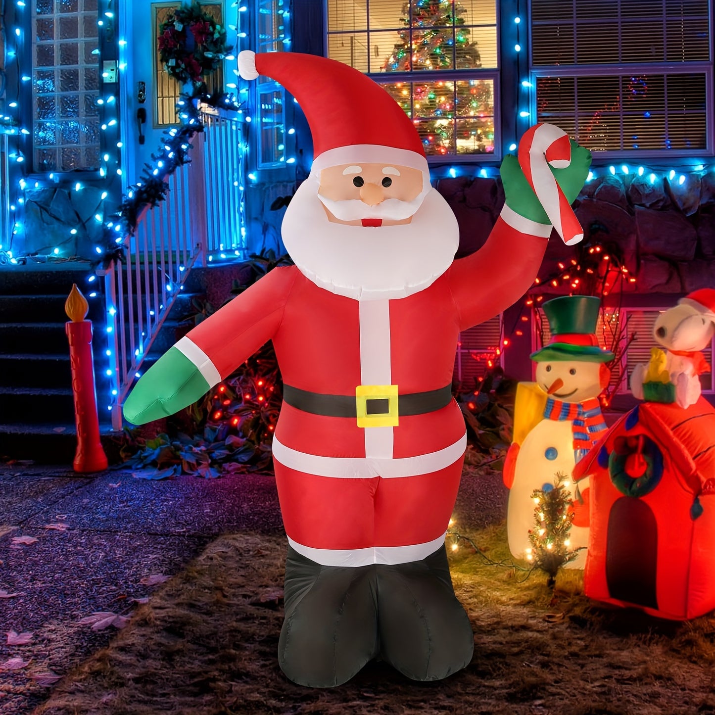 1 Pc 8FT Inflatable Christmas Santa Claus With LED Lights, Blow Up Colorful Holiday Lawn Yard Christmas Inflatable Decoration