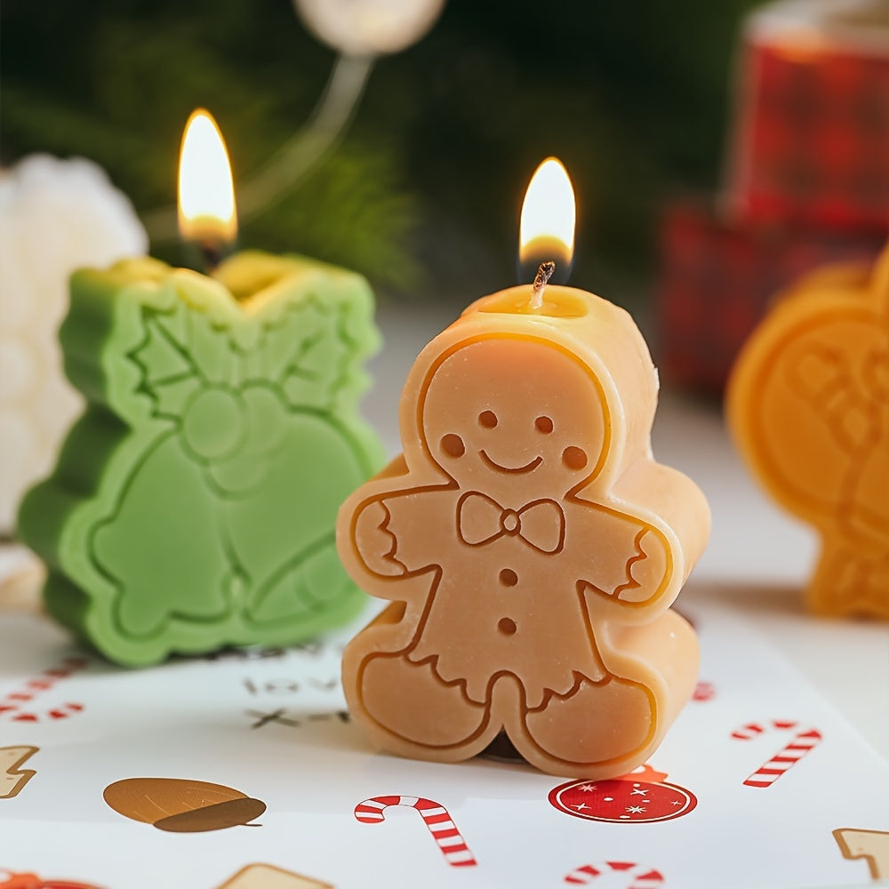 4pcs Box of Christmas Theme Aromatherapy Candles - Festive Scents with Snowman, Gingerbread Man, Tree, and Santa Designs