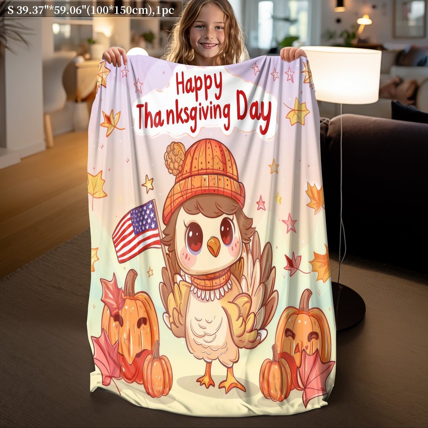 Cozy Flannel Thanksgiving Turkey Blanket – Soft, Warm Throw for All Seasons