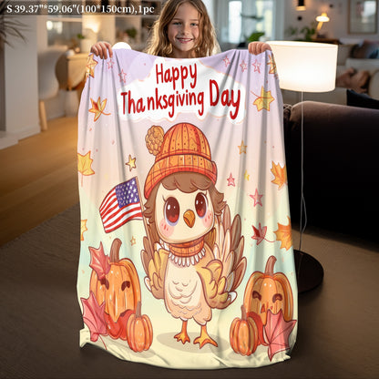 Cozy Flannel Thanksgiving Turkey Blanket – Soft, Warm Throw for All Seasons