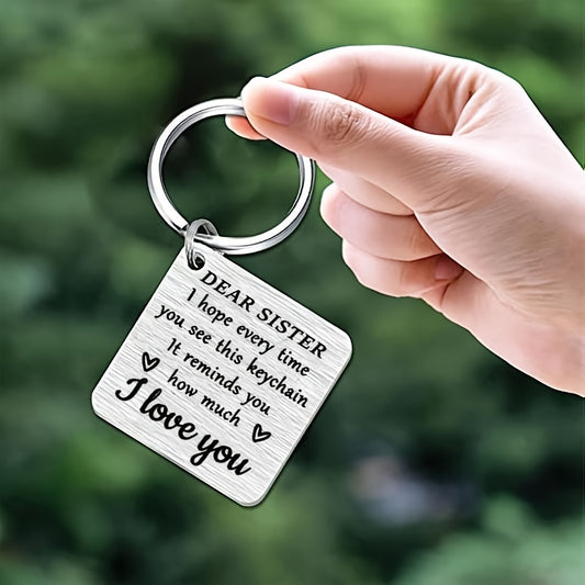 Dear Sister Keychain - Engraved 'Best Sister Ever' Keychain for Birthdays, Christmas, and Celebrations