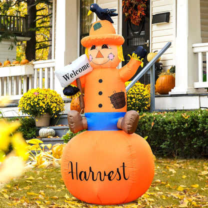 6ft Giant LED Inflatable Scarecrow - Thanksgiving Harvest Yard Decoration