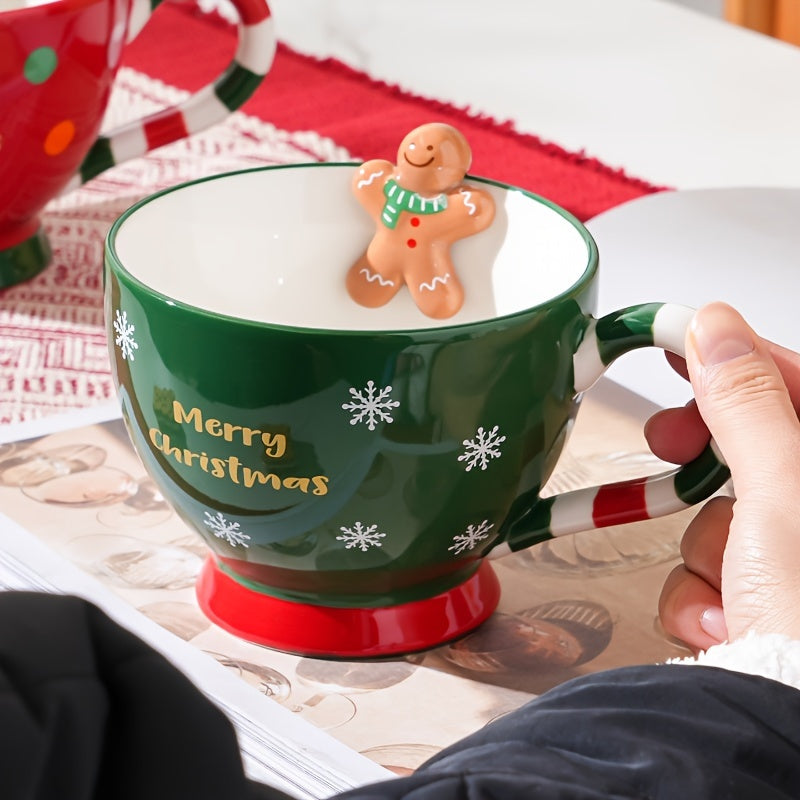 Charming Ceramic Christmas Coffee Mug 16.91oz - Festive Cartoon Design, Microwave Safe, Perfect for Holiday Gifts & Special Occasions