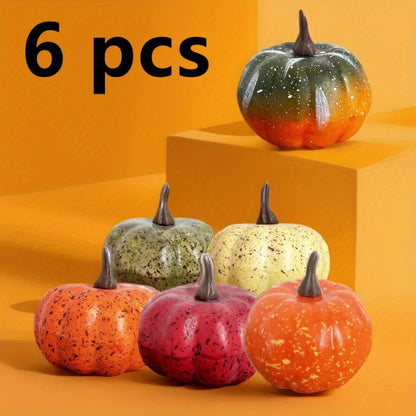 6-Piece Lifelike Pumpkin Decoration Set – Perfect for Halloween, Thanksgiving, and Harvest Festivals