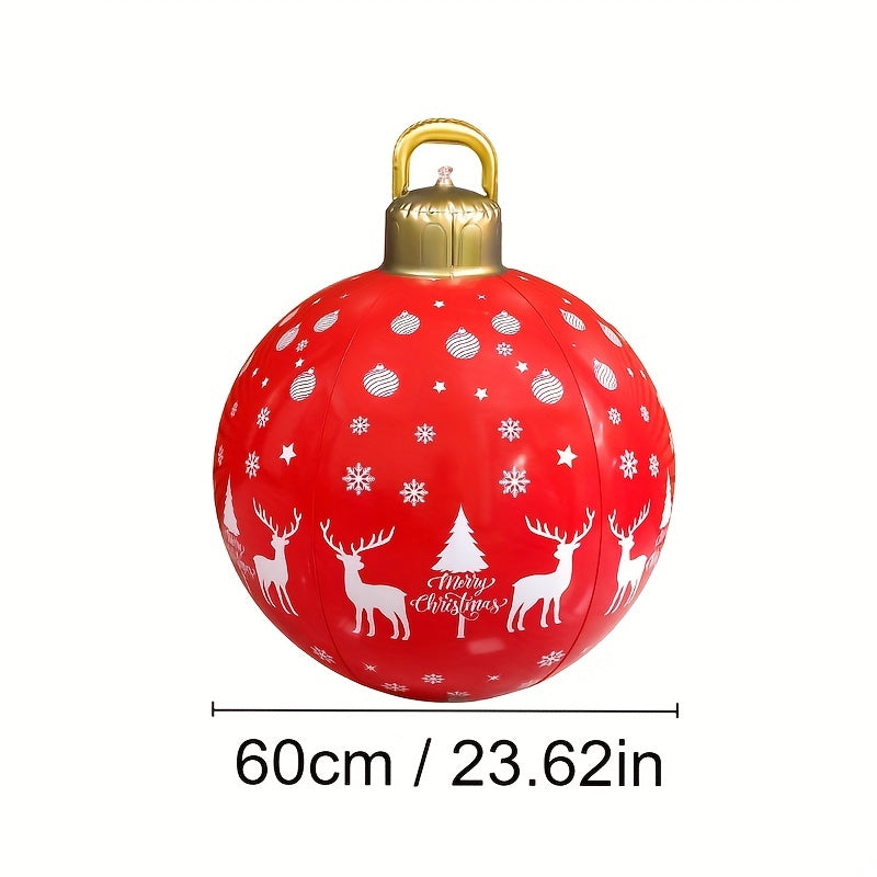 24-Inch Large PVC Inflatable Christmas Ball - Festive Outdoor Yard and Pool Decoration