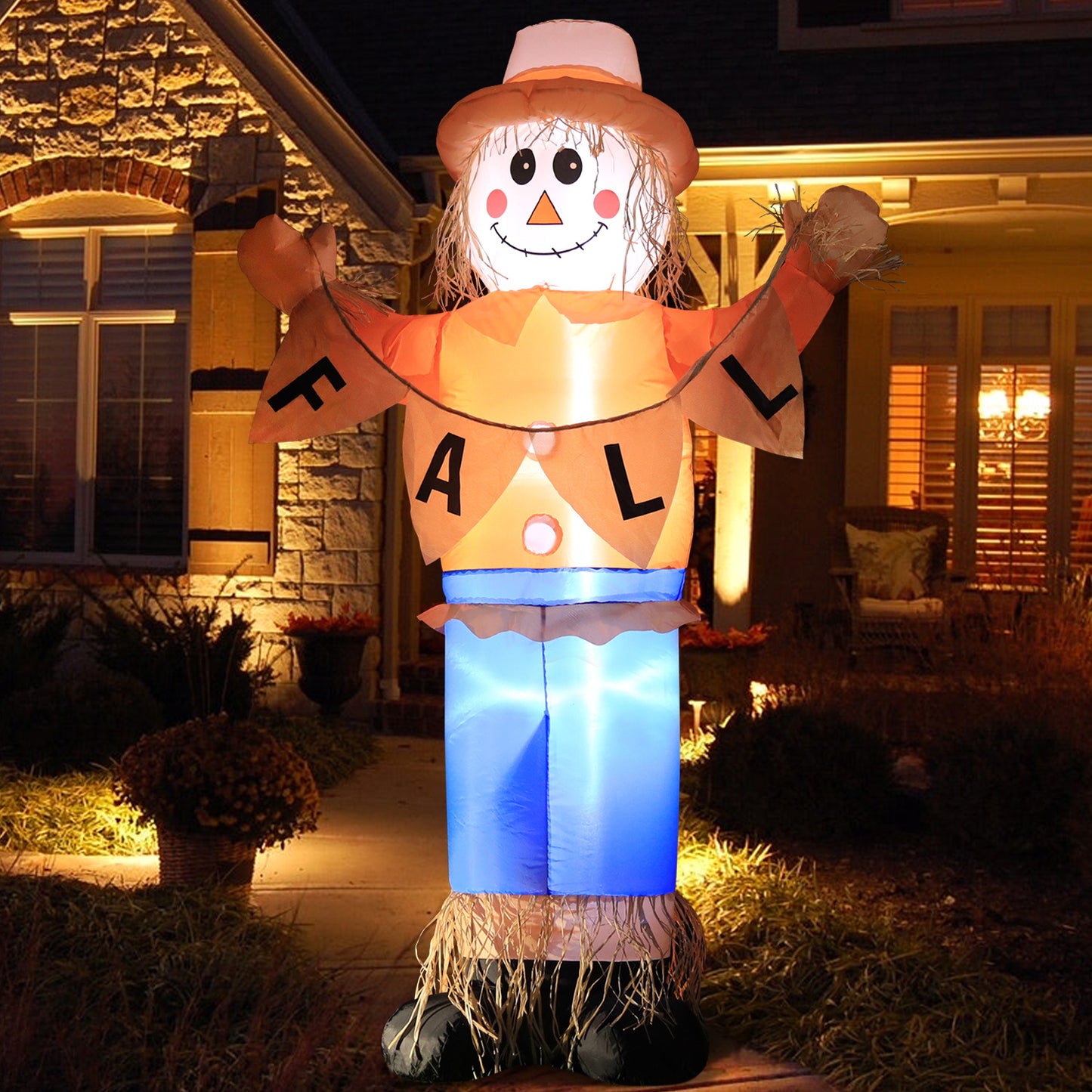 6ft LED-Lit Thanksgiving Harvest Inflatable Scarecrow - Fall Yard Décor