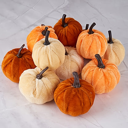 4-Piece Velvet Pumpkin Decoration Set – Soft, High-Quality Plush Velvet for Fall & Thanksgiving