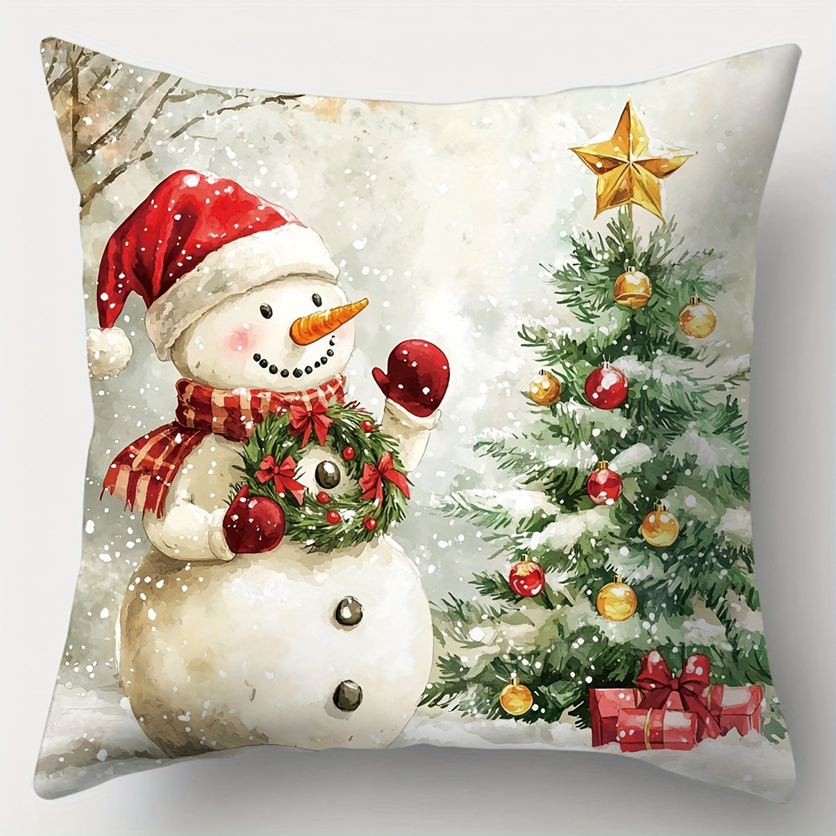 4-Piece Creative Christmas Pillowcase Set – 17.72 x 17.72 Inches for Living Room, Sofa, and Bedroom Decor