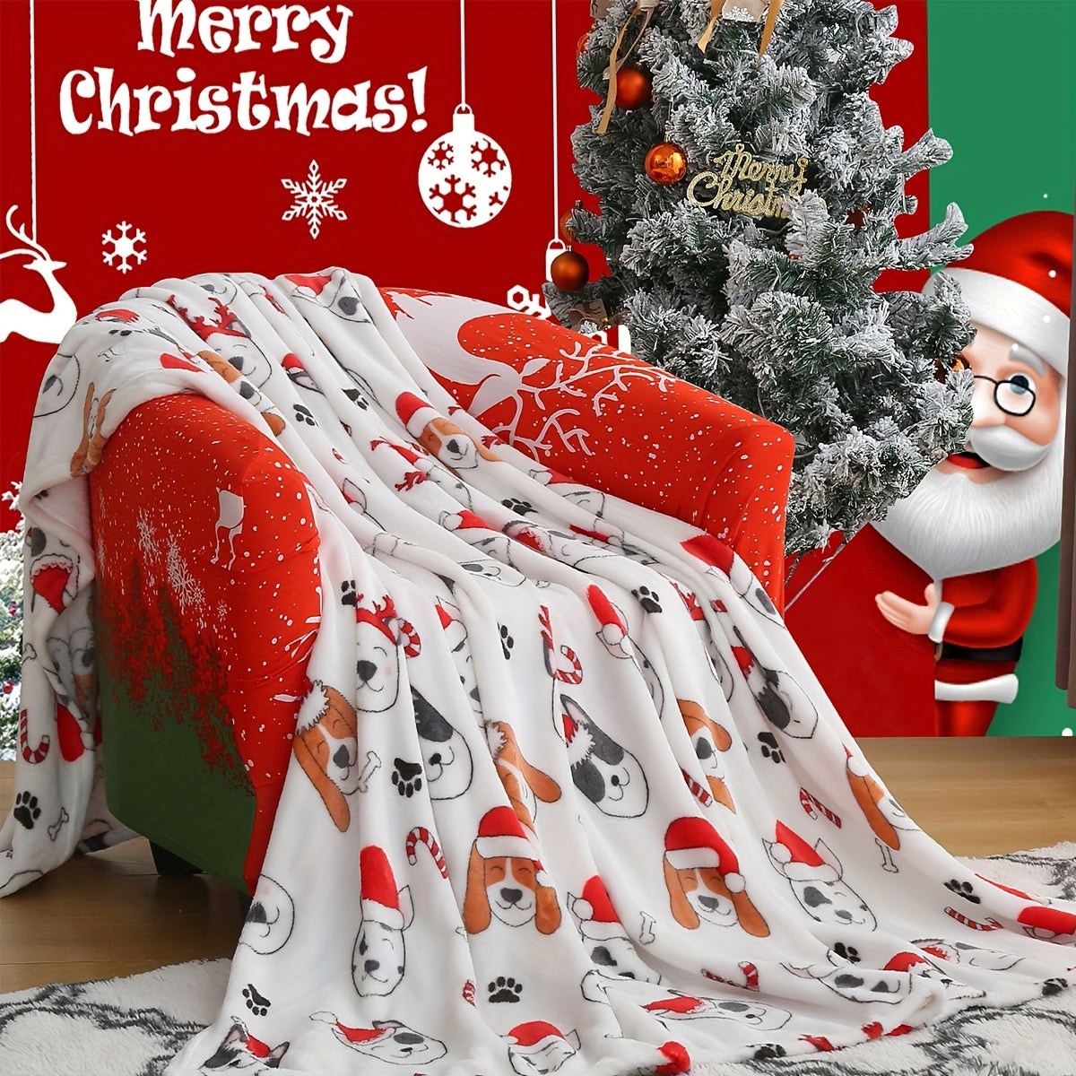 Plush Christmas Bed Blanket – Soft & Comfortable Blanket for Sofa, Bed, Office, Camping, and Travel