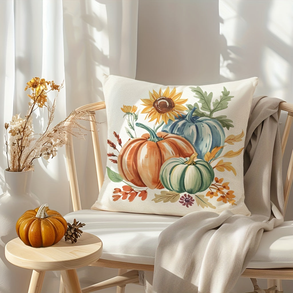 4PCS Fall Throw Pillow Covers – "Hello Pumpkin" & Harvest Designs, Farmhouse Style (18x18”)