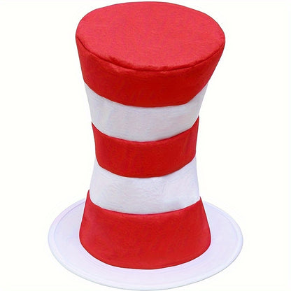 Red and White Striped Felt Hat - Unisex Party Accessory - Perfect for Christmas and Holiday Celebrations