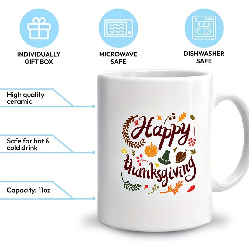 11 oz Ceramic Coffee Mug with Funny Thanksgiving Leaves Design