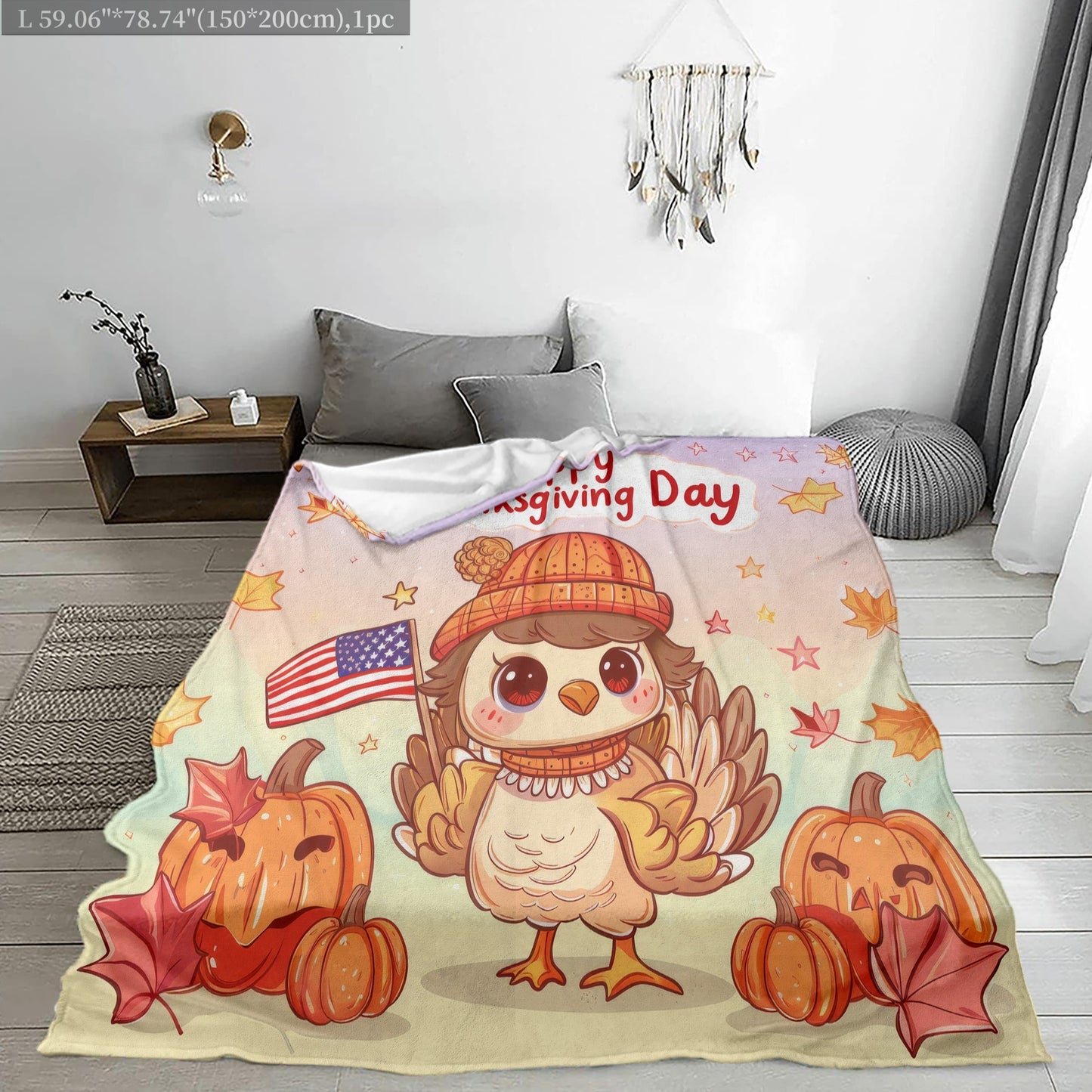 Cozy Flannel Thanksgiving Turkey Blanket – Soft, Warm Throw for All Seasons