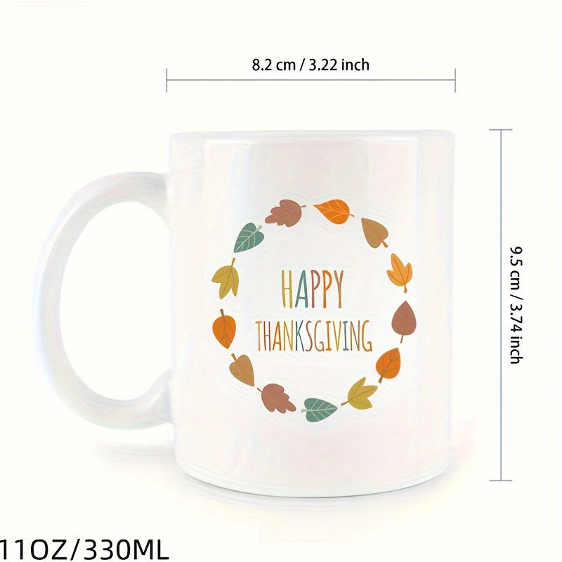 Funny Coffee Mug with Happy Thanksgiving Text – 11 oz