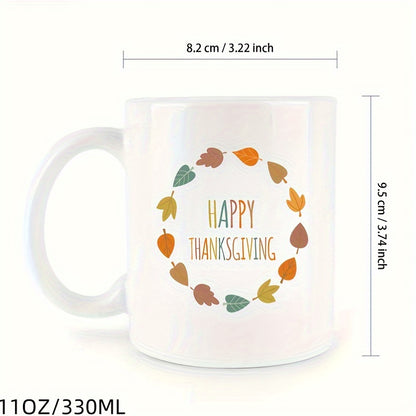 Funny Coffee Mug with Happy Thanksgiving Text – 11 oz