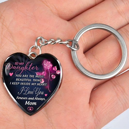 To my Daughter from Mom: Keychain Pendant Fashion Vintage Car Keyring Ornament Bag Purse Charm Accessories