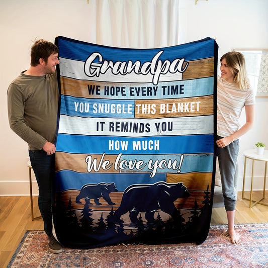 Ultra-Soft Flannel Throw Blanket for Grandpa - Allergy-Friendly, Contemporary Style for All-Season Comfort