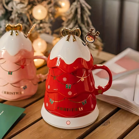 Christmas Tree Ceramic Cup Girls High Value Birthday Gift With Lid Mark Cup Couple Home Large Capacity Water Cup for Restaurant