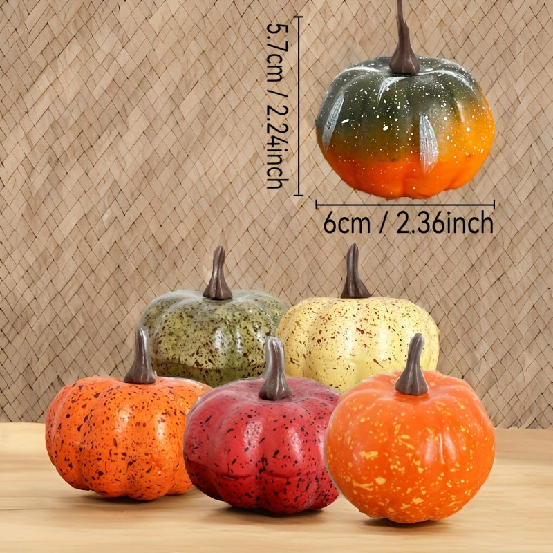 6-Piece Lifelike Pumpkin Decoration Set – Perfect for Halloween, Thanksgiving, and Harvest Festivals