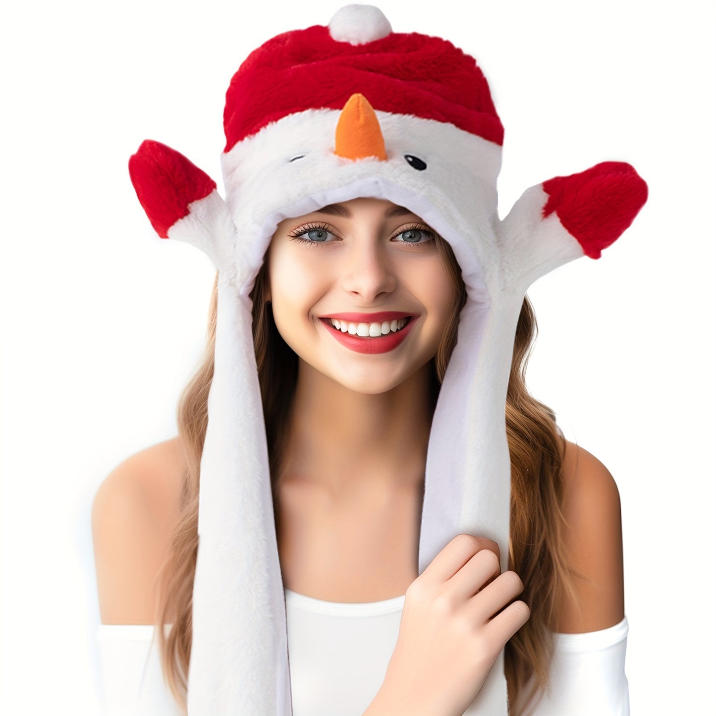 Santa’s Newest Hat - Festive Furry Snowman Hat with Moving Ears - Perfect for Christmas Parties and Role-Play