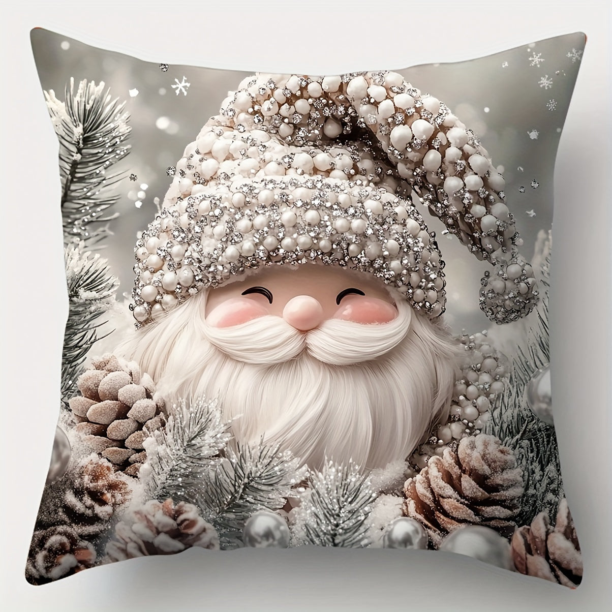 4-Piece Christmas Throw Pillow Covers Set – Santa, Snowman, Pine Cone Print for Festive Living Room & Office Decor