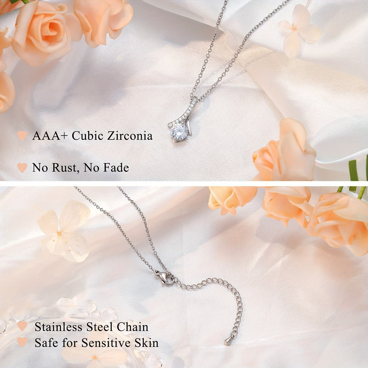 To my Beautiful Mom from Daughter: Elegant & Sexy Style Necklace With Cubic zirconia Pendant, Elegant Style Neck Decor Jewelry, Wedding Day Gifts For Mom With Blessing Card,