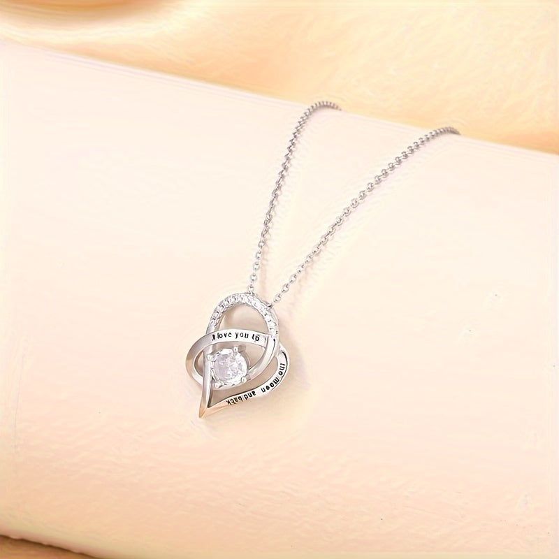 Sisters Love You to the Moon and Back - Sterling Silver Pendant Necklace with Message Card and Gift Box