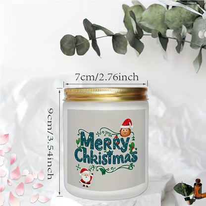 7oz Soy Wax Candle - Festive Merry Christmas Design with Lavender, Cinnamon, Vanilla, and Apple Scents