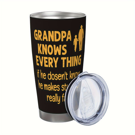 “Best Grandpa Ever” 20oz Stainless Steel Insulated Tumbler - Thoughtful Travel Mug for Coffee Lovers, Perfect for Birthdays & Christmas