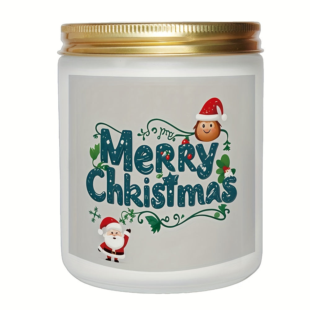 7oz Soy Wax Candle - Festive Merry Christmas Design with Lavender, Cinnamon, Vanilla, and Apple Scents