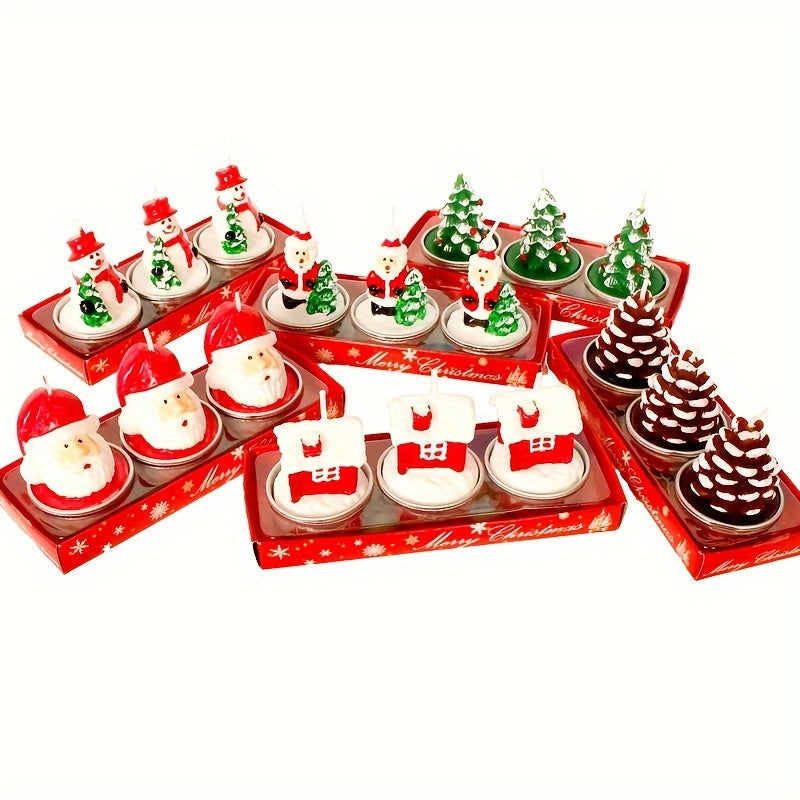 Blingfun Christmas Candle Set - Festive Scented Paraffin & Soy Wax Candles in Santa, Snowman, Pinecone, and Christmas Tree Shapes