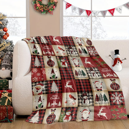 Cozy Cartoon Print Flannel Blanket – Soft, Warm & Versatile Throw for Couch, Bed, Office, Camping, and Travel