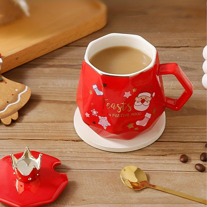 1pc Festive Santa Claus Ceramic Coffee Mug - Large Capacity, Milk Heating, Office and Tea Cup with Spoon, Gift Box Packaging, Perfect for Gift Giving and Holiday Cheer