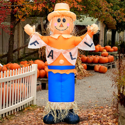 6ft LED-Lit Thanksgiving Harvest Inflatable Scarecrow - Fall Yard Décor