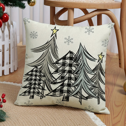 4-Piece Home Linen Christmas Throw Pillowcases – Rustic Gnome, Tree, and Gift Letter Designs for Farmhouse Decor