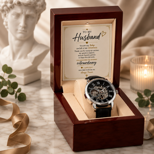 To My Husband “My Today & All My Tomorrows” Openwork Automatic Watch