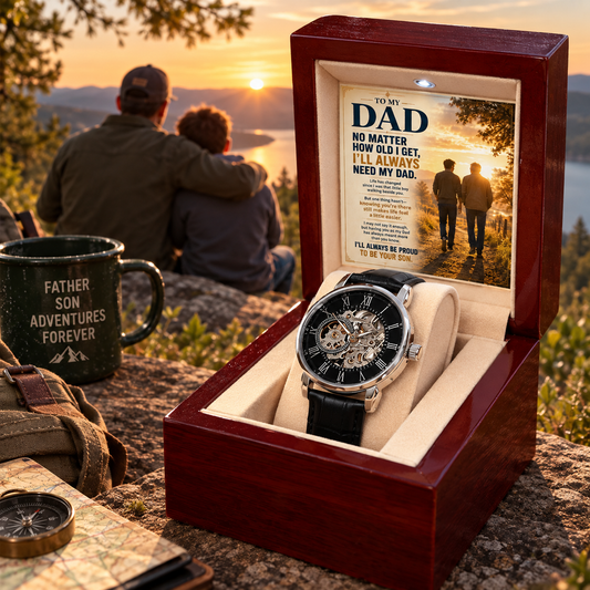 To My Dad From Son – I'll Always Need My Dad – Openwork Automatic Watch