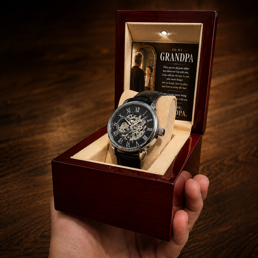 Grandpa - Never Too Old to Be Young With Me - Openwork Automatic Watch